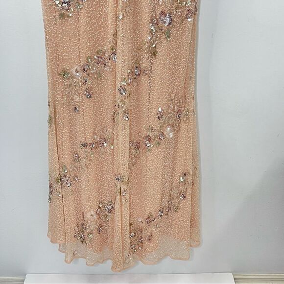 Mac Duggal 5500 Size 14 Floral Embellished Bateau Neck Formal Gown, Nude Silver - Picture 10 of 15